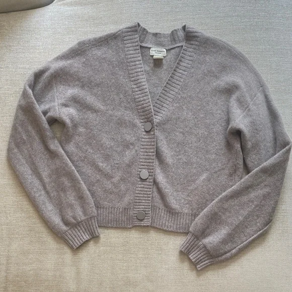 Club Monaco Boiled Cashmere Cardigan Sweater Button Down V-Neck Gray Size XS - Picture 4 of 11